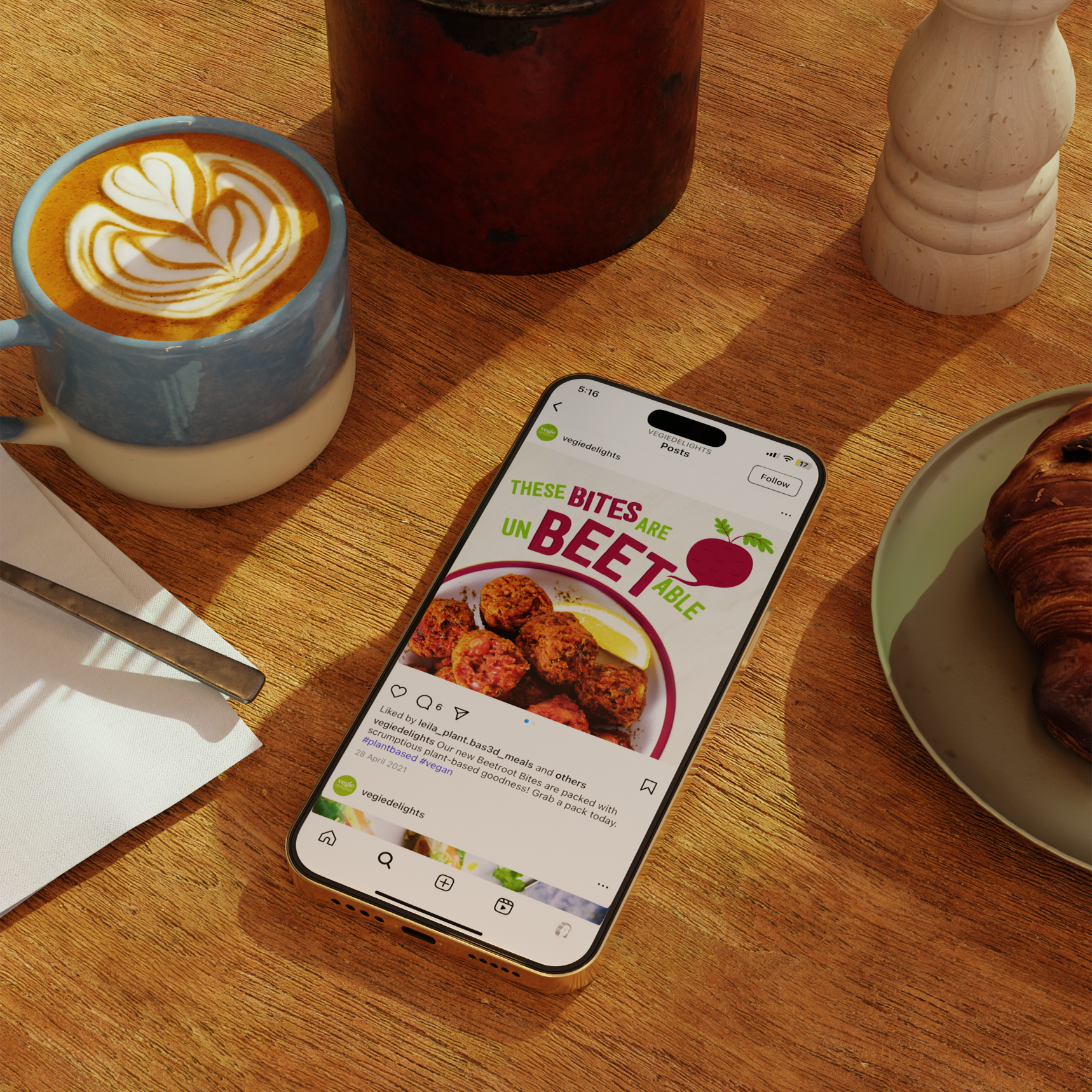 iPhone on café table